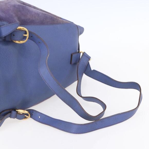 GUCCI Bamboo Backpack Suede Leather Blue Gold 003 2855 0043 0 Auth BA7788 main image 6